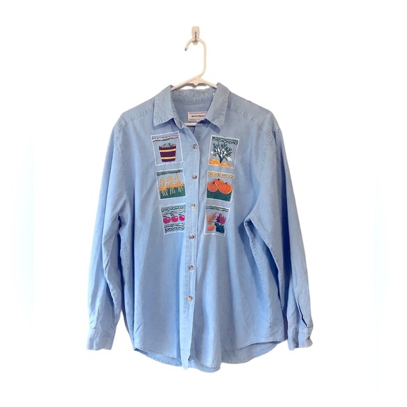 Westbound casual 100% cotton button down pumpkin patch shirt in size lar… - Picture 1 of 7